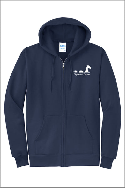 Highland Hand Drawn Fleece Full-Zip Hooded Sweatshirt (Adult Unisex)