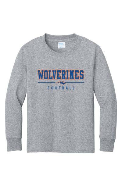 Wolverines Football Long Sleeve Tee (Youth and Adult Unisex Sizes)
