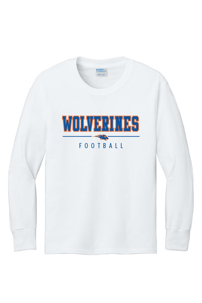 Wolverines Football Long Sleeve Tee (Youth and Adult Unisex Sizes)