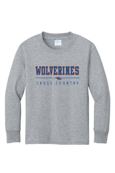 Wolverines Cross Country Long Sleeve Tee (Youth and Adult Unisex Sizes)