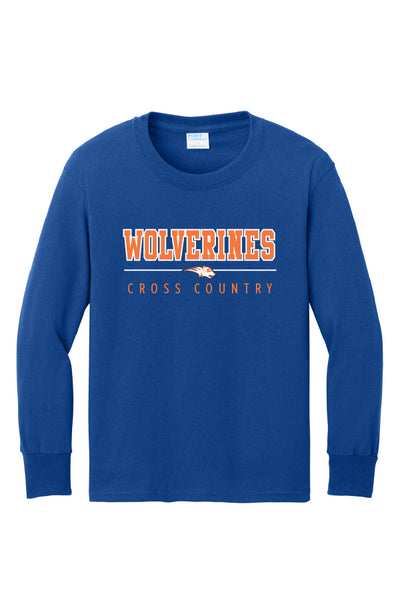Wolverines Cross Country Long Sleeve Tee (Youth and Adult Unisex Sizes)