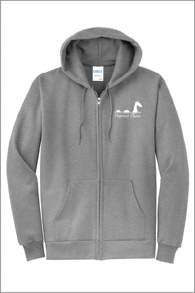Highland Hand Drawn Fleece Full-Zip Hooded Sweatshirt (Adult Unisex)
