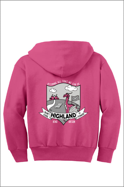 Highland Hand Drawn Fleece Full-Zip Hooded Sweatshirt (Youth)