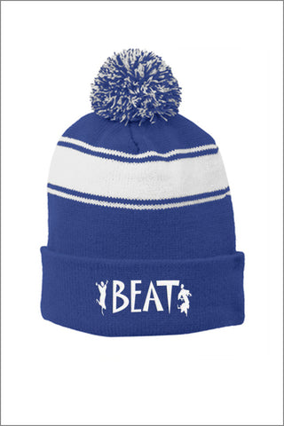 Beat Stripe Pom Pom Beanie